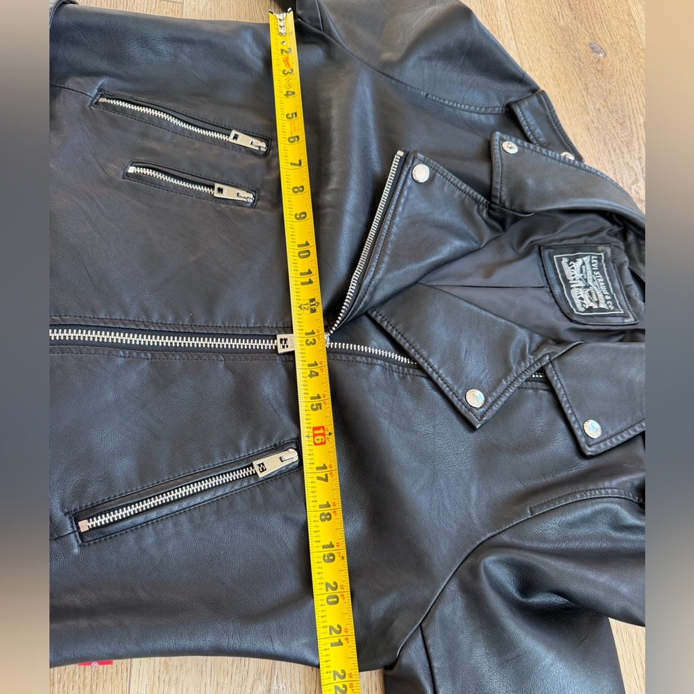 Levi's Black Vegan Leather Belted Moto Jacket - Picture 10 of 13
